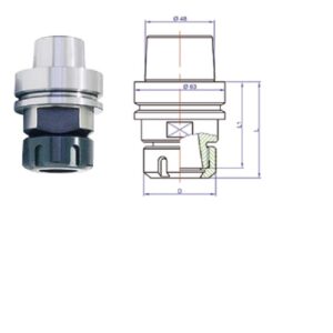 HSK 63E ER25 Extra Long Style Tool Holder P/N H29-E-XL