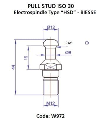 ISO30 Pullstud DIN 69872 HSD Biesse Style P/N PS-F-B
