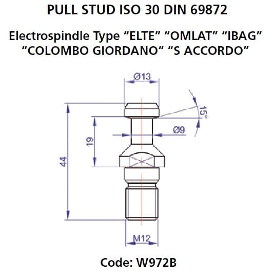 ISO30 Pullstud Elte Style P/N PS-F-E 1 Pull Stud Elte Style