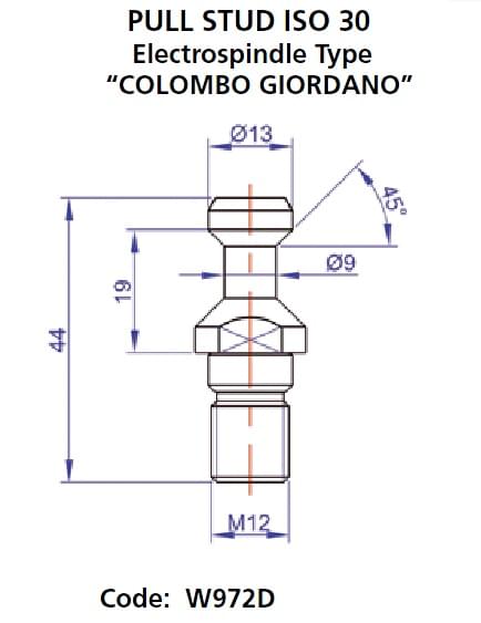 ISO30 Pullstud DIN 69872 Colombo Style P/N PS-F-C